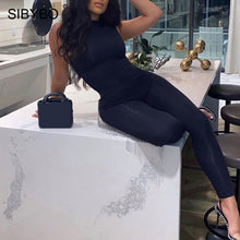 Load image into Gallery viewer, SIBYBO Sleeveless Skinny Summer Rompers Womens Jumpsuit O-Neck Invisible Zipper Sexy Jumpsuit Women Solid Sport Casual Overalls