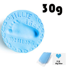 Load image into Gallery viewer, Baby footprint ultra light stereo Baby Care Air Drying Soft Clay Baby hand foot Imprint Kit Casting DIY Toys paw print pad 30g