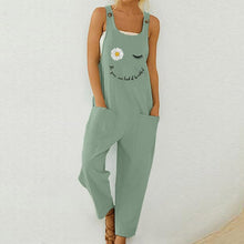 Load image into Gallery viewer, Women Loose Cotton Linen Jumpsuit Summer Floral Print Button Strappy Bodysuit Casual Backless Pocket Wide Leg Overall Romper 5XL