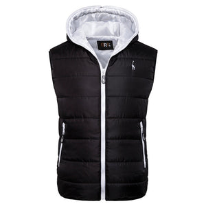 2019 New Giraffe Brand Winter Jacket Men Hoodied Vest Men Zipper Mens Jacket Sleeveless Casual Winter Waistcoat Men