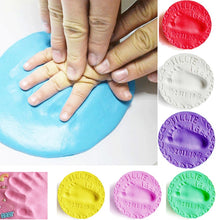 Load image into Gallery viewer, Baby footprint ultra light stereo Baby Care Air Drying Soft Clay Baby hand foot Imprint Kit Casting DIY Toys paw print pad 30g
